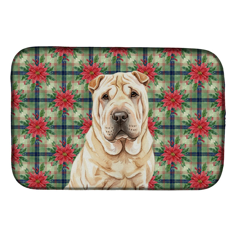 Tapis de vaisselle Shar Pei Christmas PoinsettIas