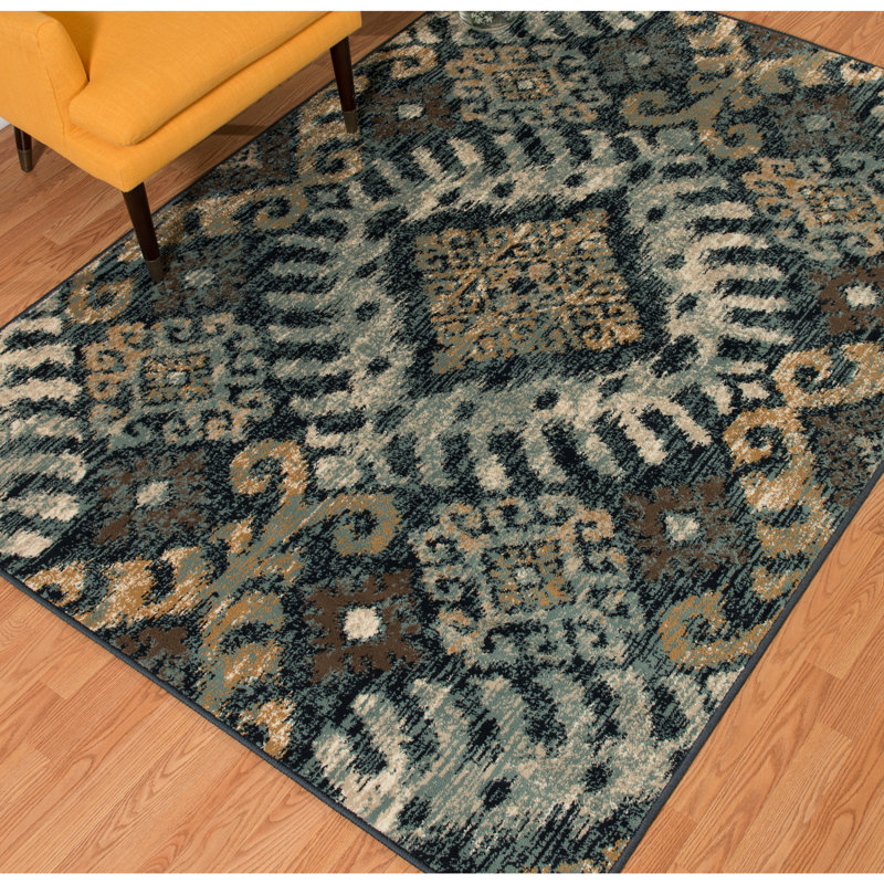 Tapis bleu Farwa, Rectangle 12 pi 6 po x 15 pi