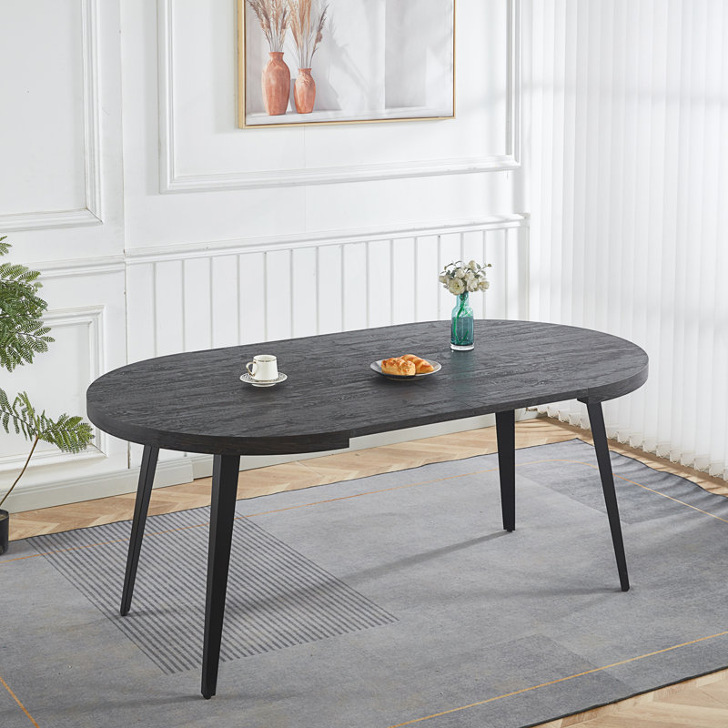 Table extensible, table de salle à manger, table de bureau avec pieds en métal, table de salle à manger, Noir