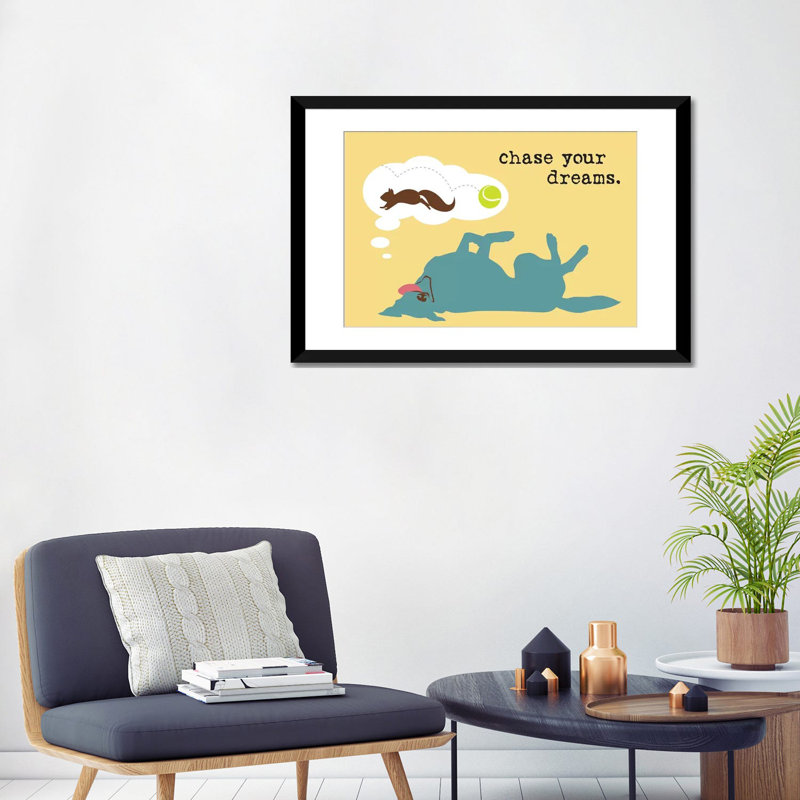 « chase rêves », impression sur toile, H 24 po x l 32 po x P 1 po, Papier d'art encadré noir, Blanc