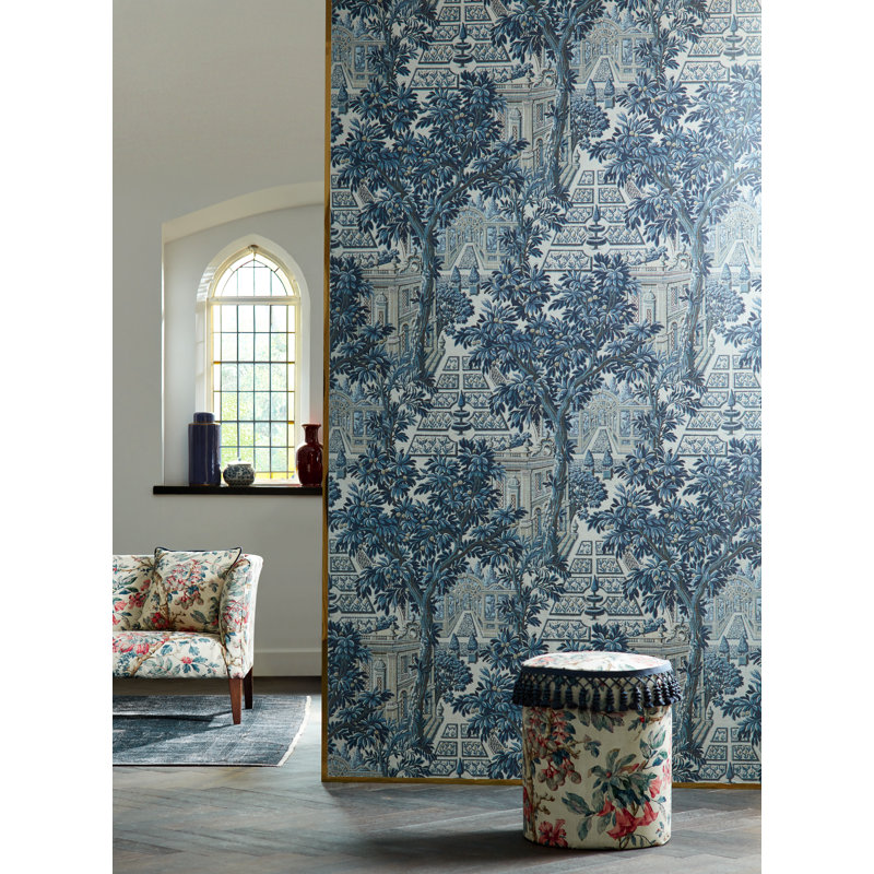 Italian Garden Wallpaper, Indigo