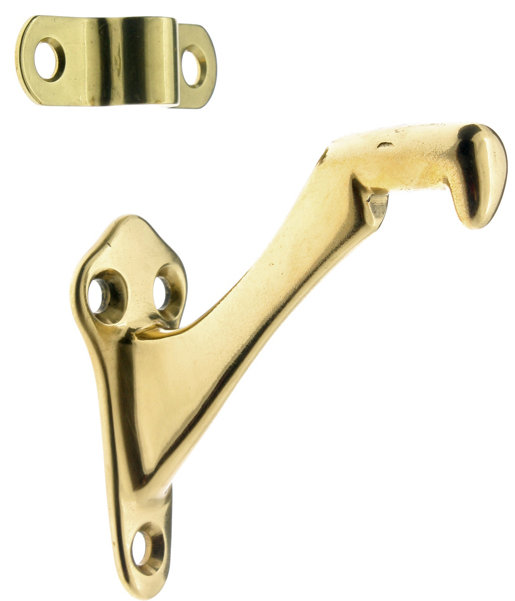 Solid Brass Hand Rail Bracket, Polished Brass