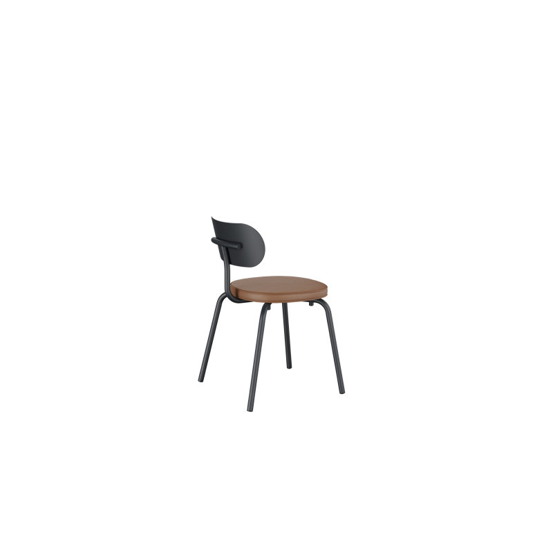 Chaise d'appoint en métal Khylia, Siège brun clair / base noire