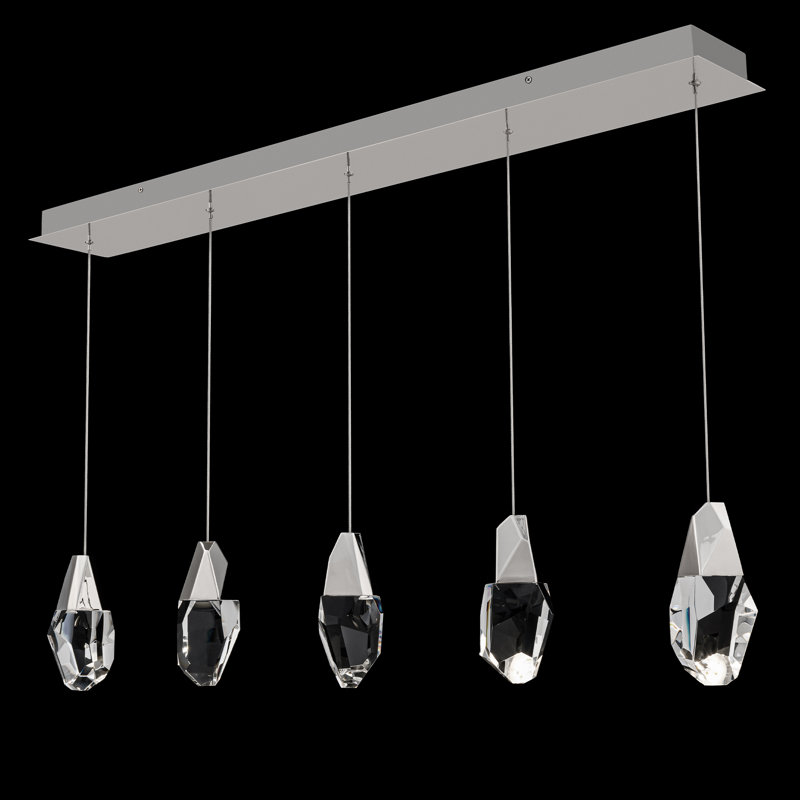 Martini 5 Light Crystal LED Multi-Light Pendant, Polished Nickel, Clear