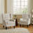 Duward Upholstered Beige Button Tufted Wingback Accent Chair with Rolled Arm and Thick Padded Cushion-446546679