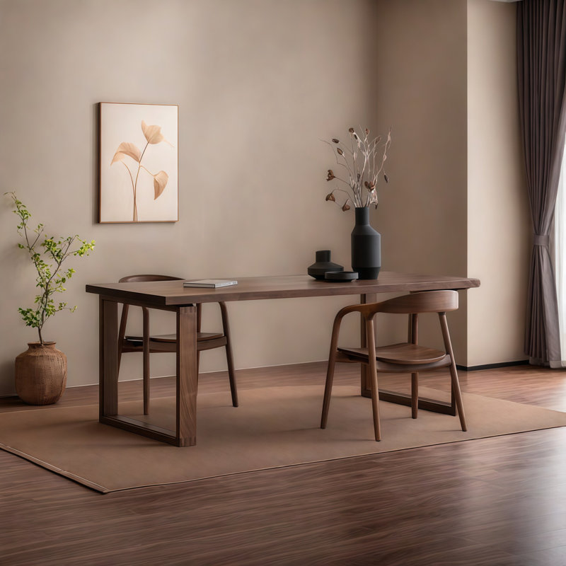 Rectangular Brown Solid Wood Dining Table, 29.5"H x 70.9"L x 31.5"W