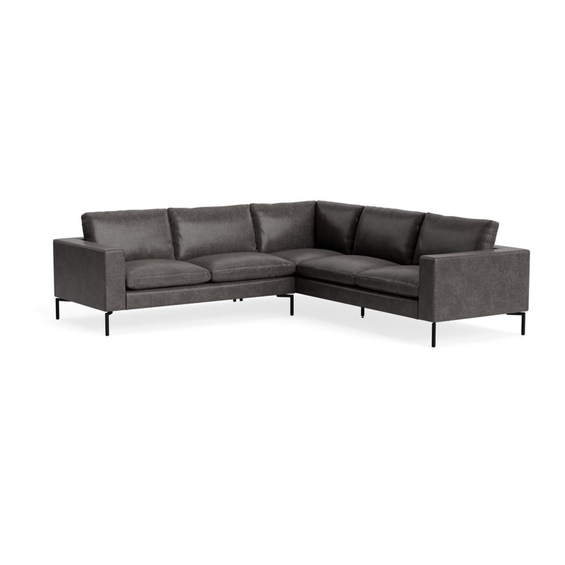 MTO - The New Standard L-Shaped Sectional - Small with Black Legs, Right, Slate Leather