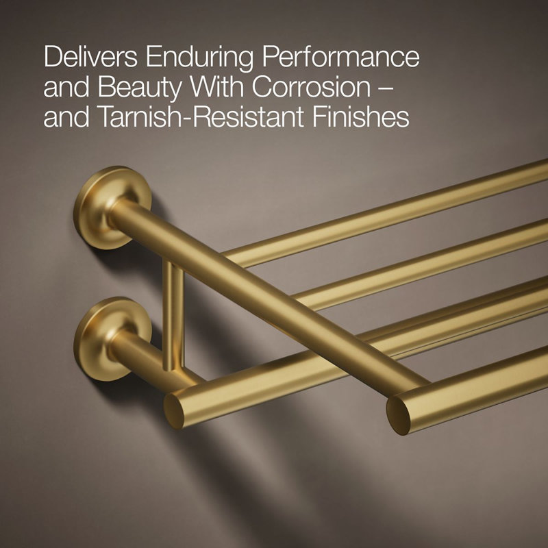 Purist Hotelier Wall Shelf, Vibrant Brushed Moderne Brass