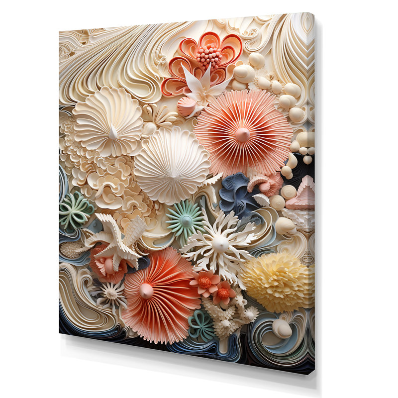 Créatures marines luxuriantes sur toile, H 40 po x l 30 po x P 1,5 po, Toile tendue