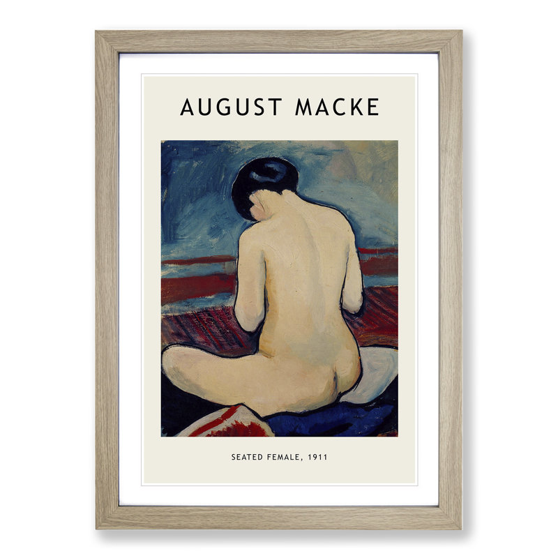 Sitting Nude - Picture Frame Painting, 36cm H x 27cm W x 2cm D, Oak