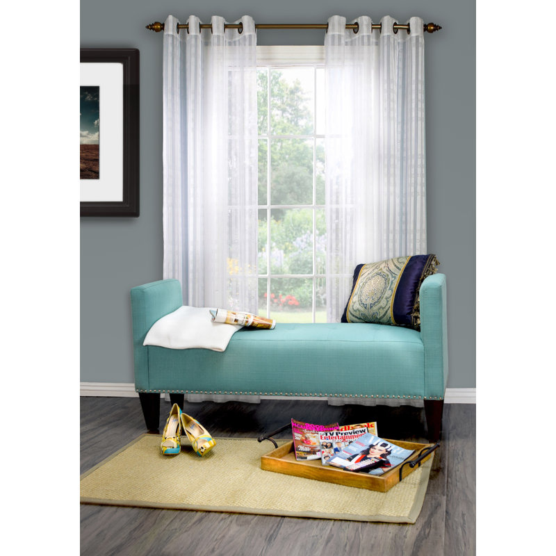 Hisle Polyester Blend Upholstered Bench, Lagoon