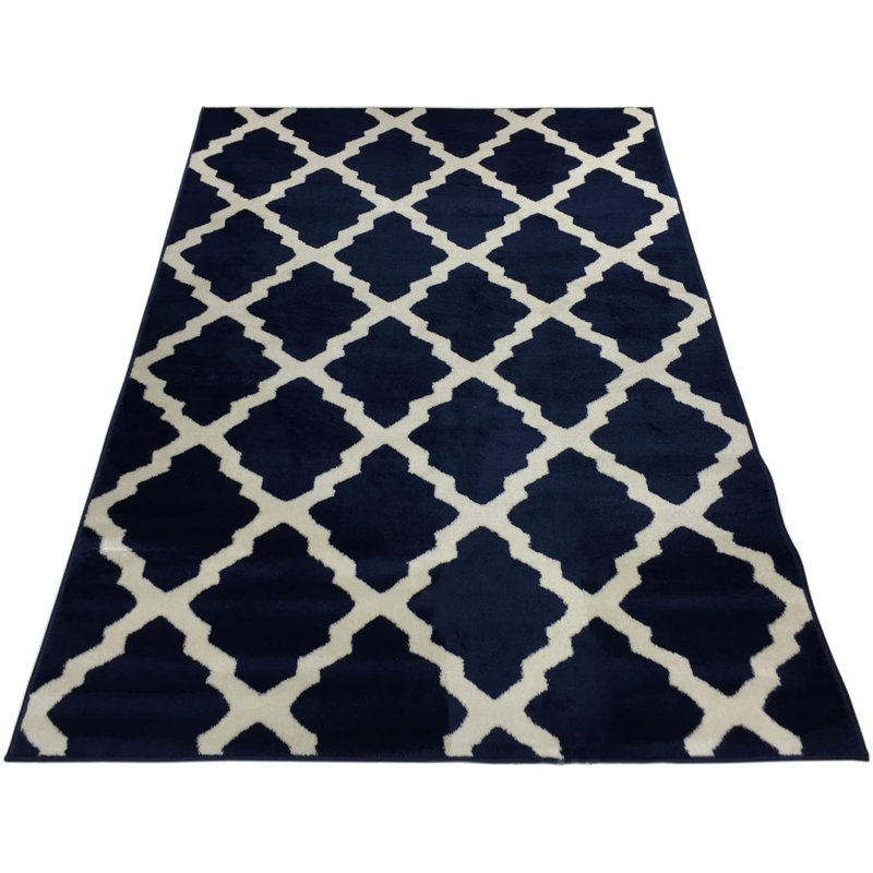 Tapis bleu marine Woodway, Rectangle 4 pi 11 po x 6 pi 11 po