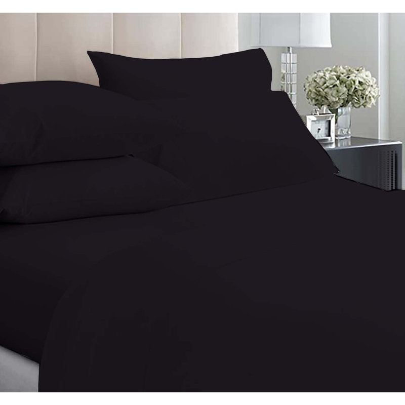 6-Piece Premium Deep Pockets Microfiber Sheet Set, California King, Black