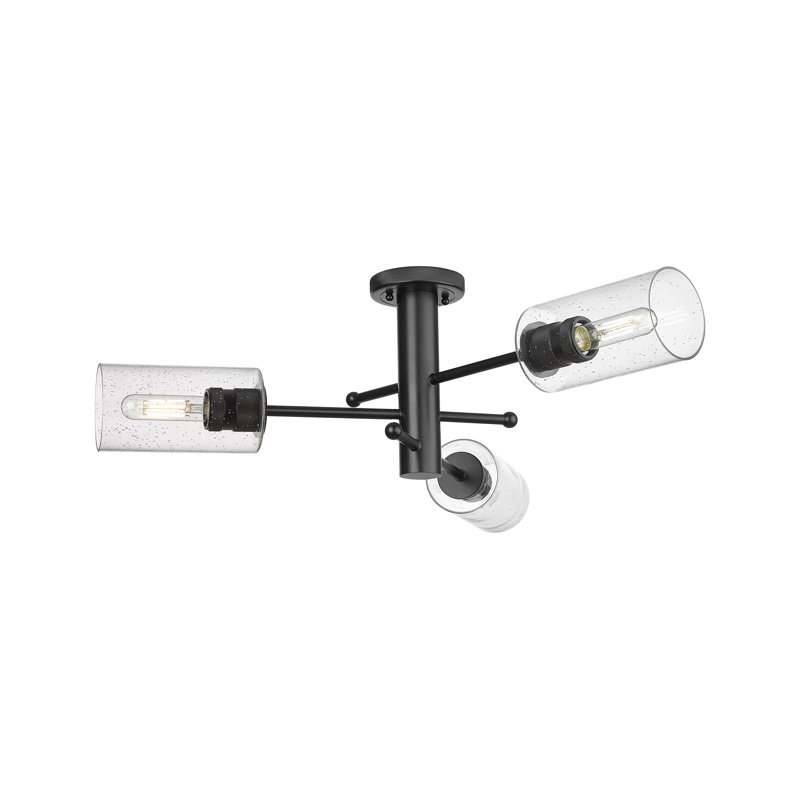 Plafonnier encastré 3 lumières Crown Point, H 10,13 po x l 29,38 po x P 29,38 po, Grainé, Noir mat