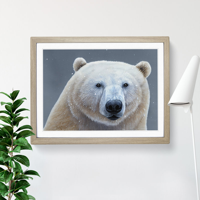 Spectacular Polar Bear - Framed Print, 46cm H x 64cm W, Oak Frame