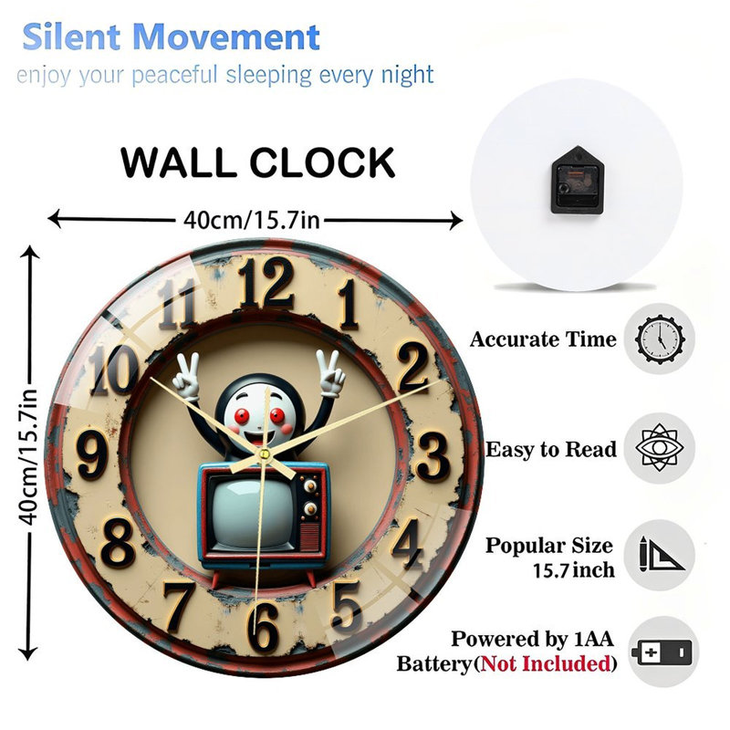 Horloge murale rétro en verre 16 po