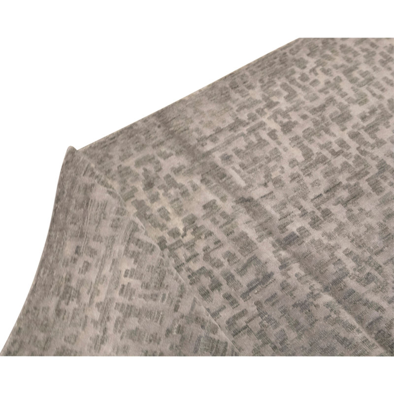 Hand Knotted Wool Area Rug in Grey