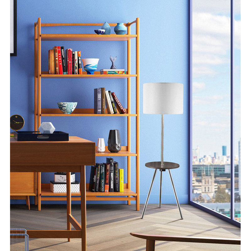 57" Round Sofa Side Table W/ Lamp And Power Station (1.56/9.9)