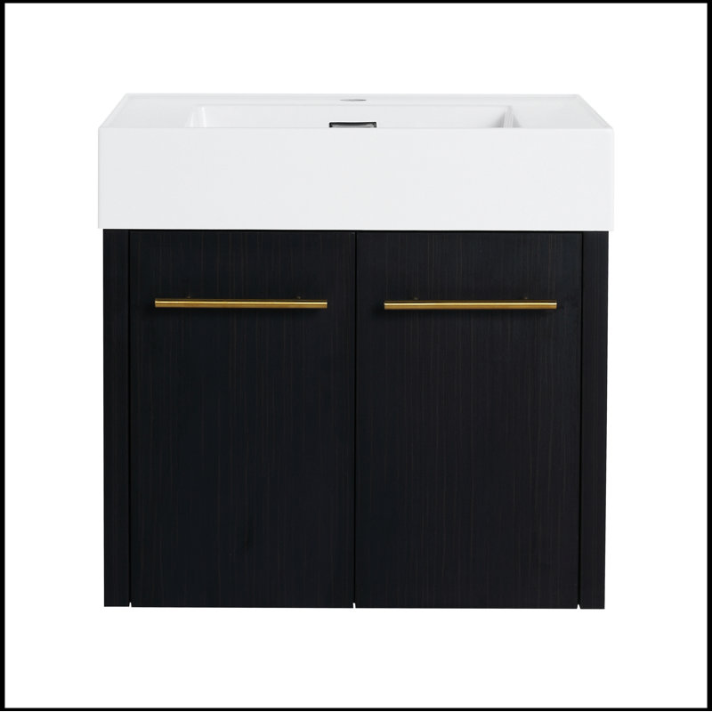 Meuble-lavabo mural 24 po avec lavabo, charnières de porte en résine