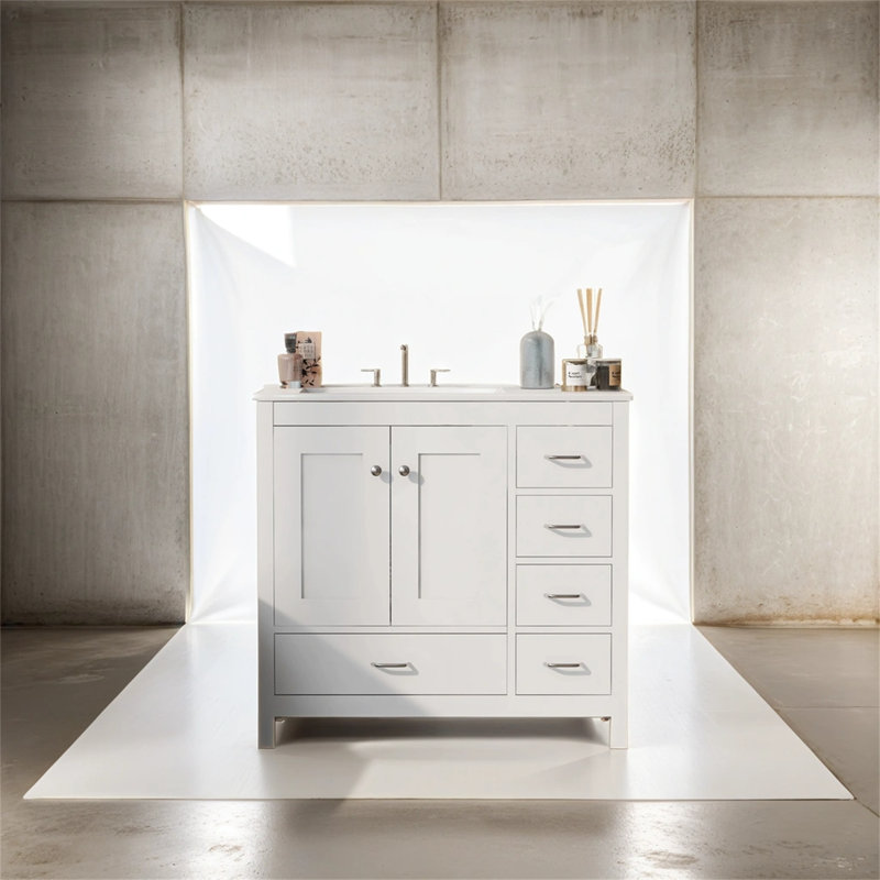 Meuble-lavabo de salle de bain avec lavabo en céramique