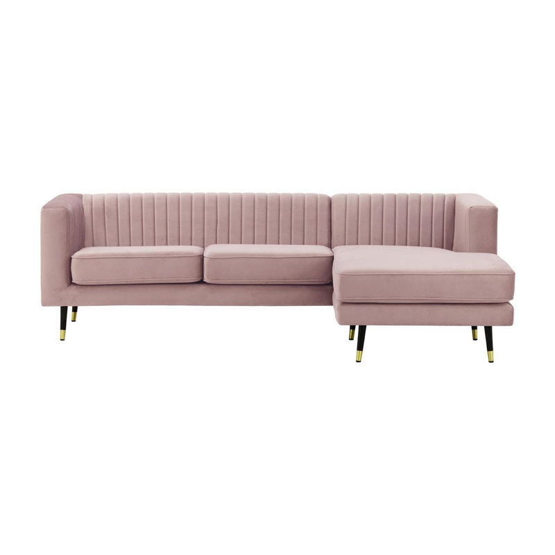 Monaville 4 Seater Velvet Sofa & Chaise, Right Hand Facing, Purple