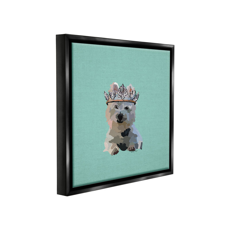 "Westie Terrier With Crown" par Amelia Noyes sur toile, Cadre flottant noir de jais, H 25 po x l 25 po
