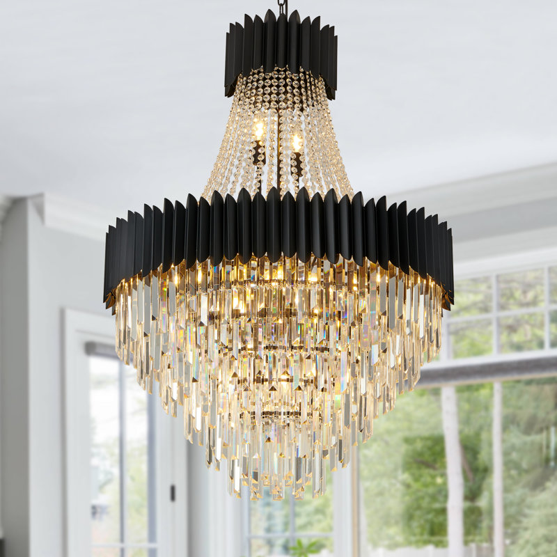 Lustre en cristal, 19, 7, H 41,30 po x l 30,3 po x P 30,3 po