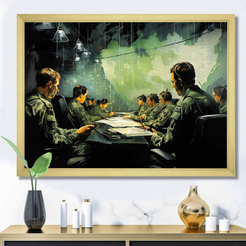 "Military Mission Command II", reproduction sur toile, Encadrement doré, H 16 po x l 32 po x P 1 po