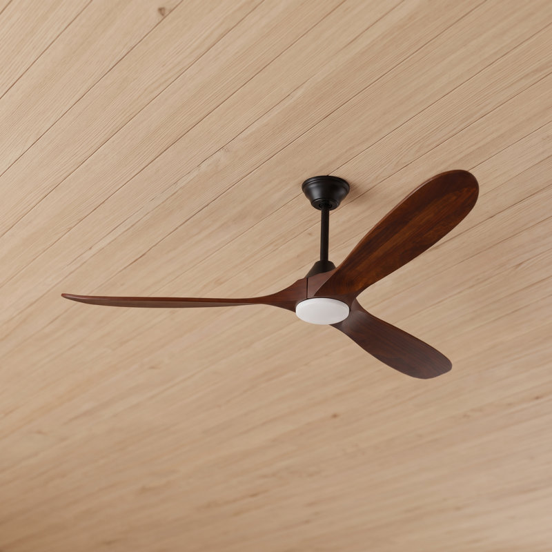 Ceiling Fan with LED Lights, Brown Wood, 106cm