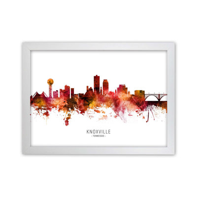 Knoxville Tennessee Skyline Red City Name by Michael Tompsett - Print
