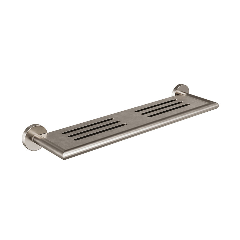 Tablette de douche en laiton Summit - nickel brossé, quincaillerie d'installation incluse, antirouille, Nickel brossé