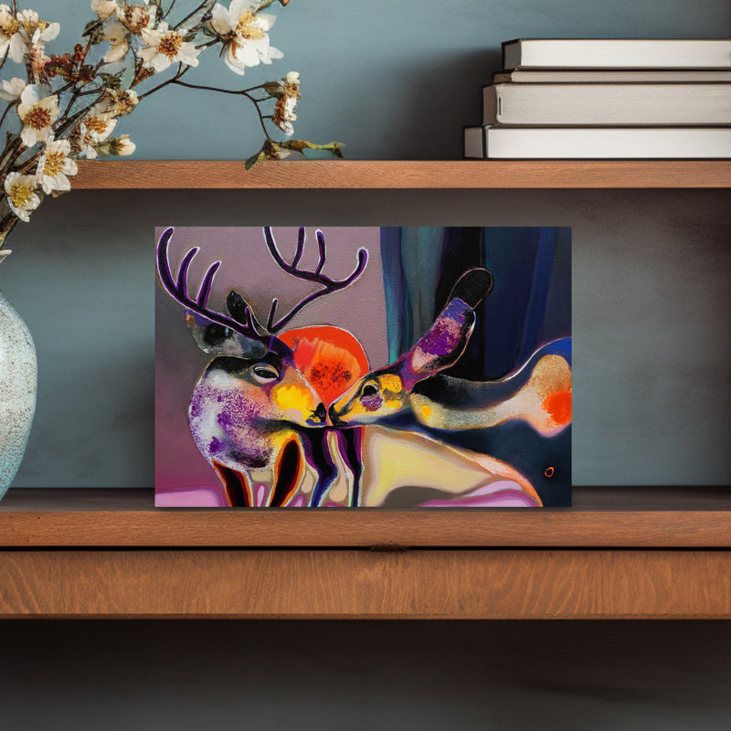 Art contemporain, art mural cerf contemporain, H 18 po x l 12 po