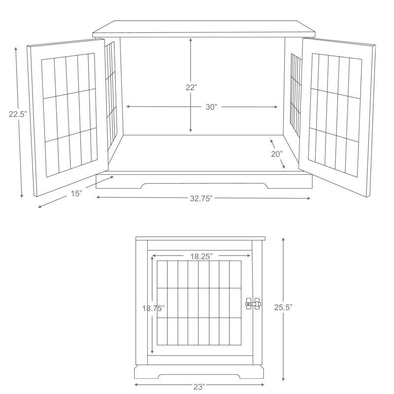 TRIXIE Indoor Dog Crate, Wooden Crate Table for Dogs, Dog Kennel, Perfect in Any Room, 25.5"  H x 33" W x 23" D, White