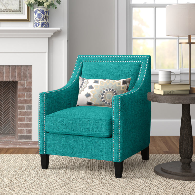Damira Upholstered Accent Chair, Teal Basketweave