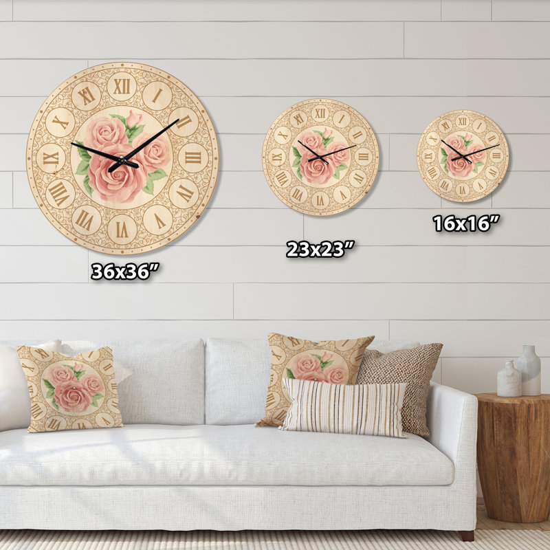 Horloge murale moderne en bois rose, Moyenne