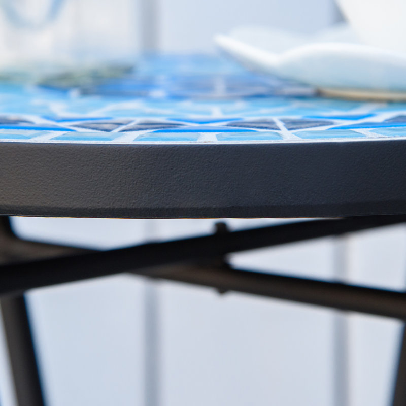 Table mosaïque, table de jardin ronde pour le jardin, bleu
