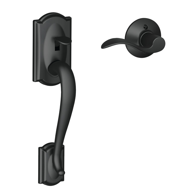 Camelot Lower Half Handleset with Accent Door Lever (Deadbolt Sold Separately), Aged Bronze, Left Hand