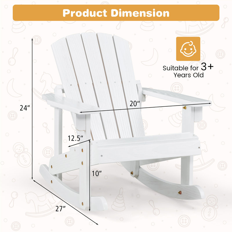 Chaise Adirondack d'extérieur Aaleeyah, Blanc