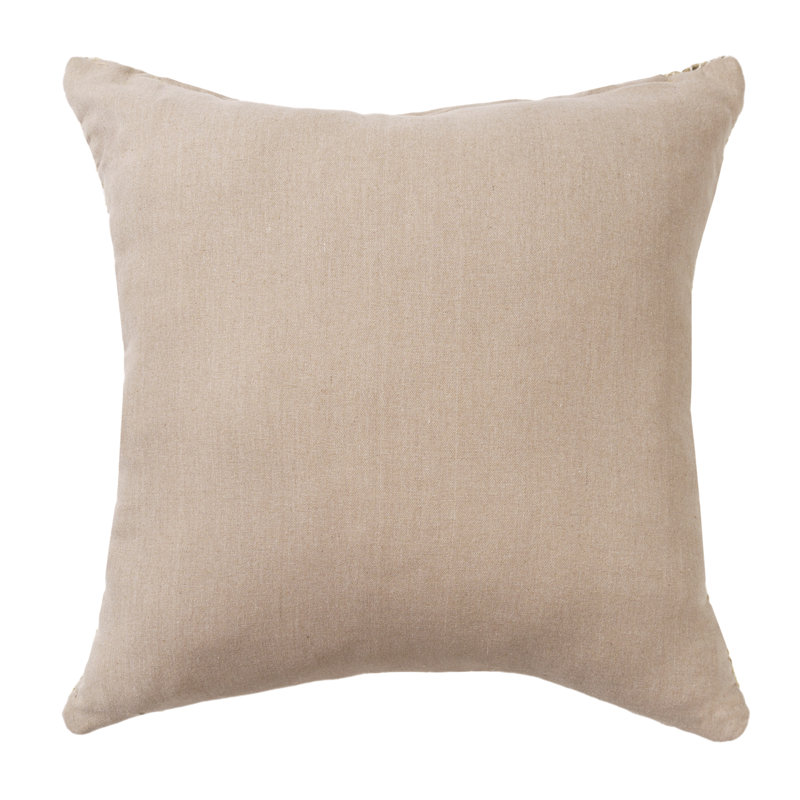 Tan Geometric Textured Hand-Woven Cotton Blend Throw Pillow