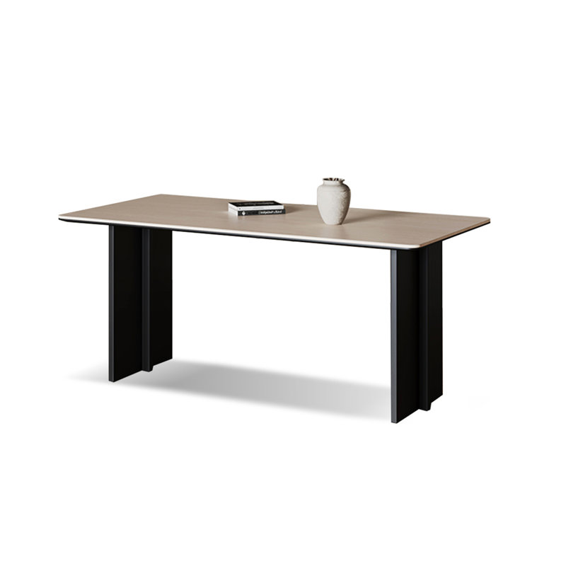 Beige + pierre noire rectangulaire + table de salle à manger papillon en acier, H 29,53 po x L 62,99 po x l 31,5 po