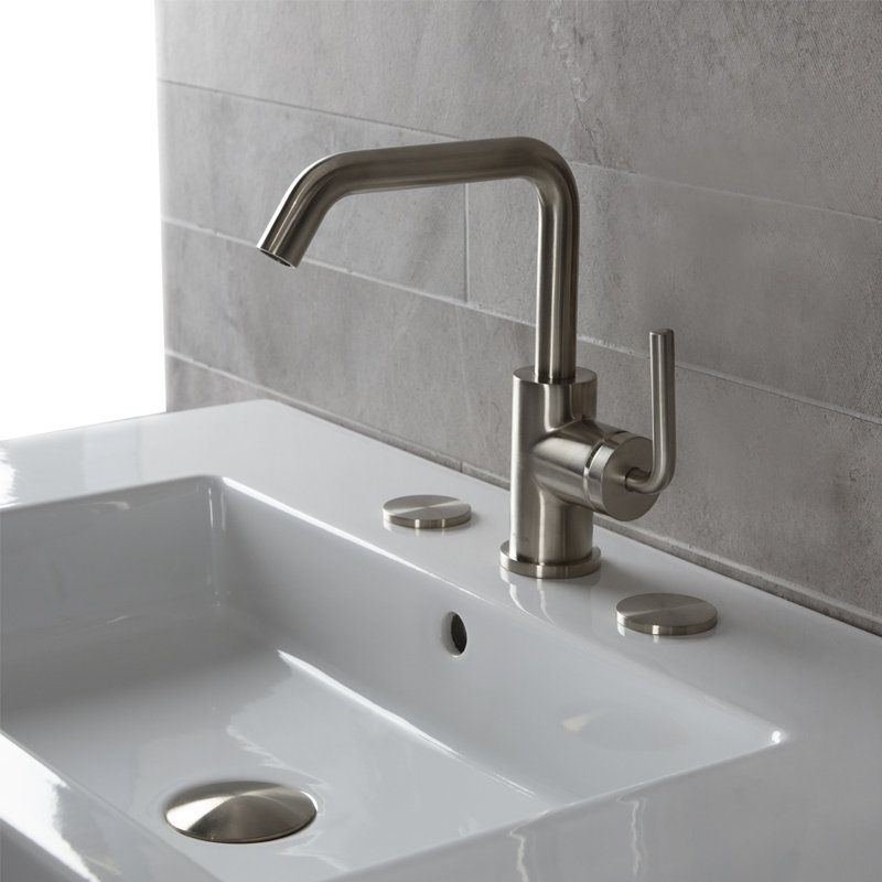 Cigno Deck Mount Single Hole Bathroom Faucet with Drain Assembly, Polished Chrome