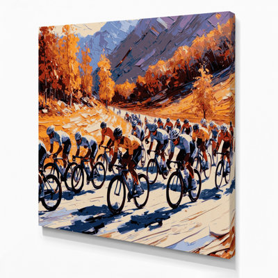 Sports Cycling Brown Canvas Wall Art