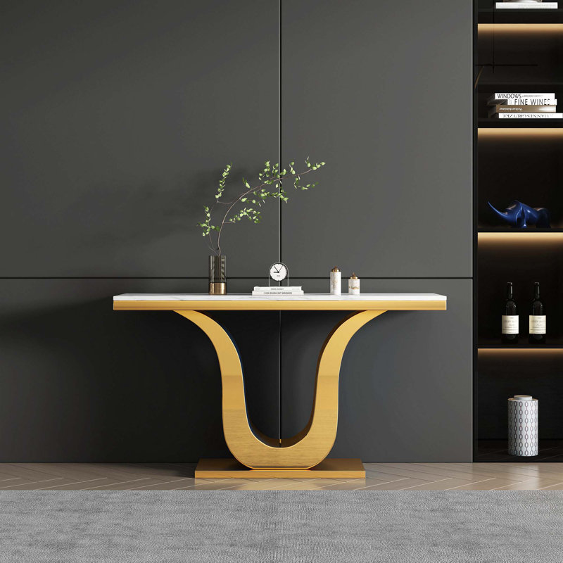 Console de 50 po, Blanc, Or