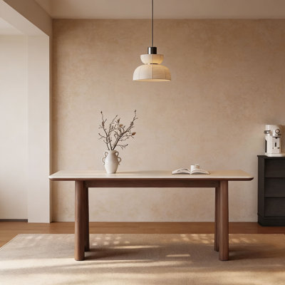 Table Mid-Century blanche en pierre frittée mate