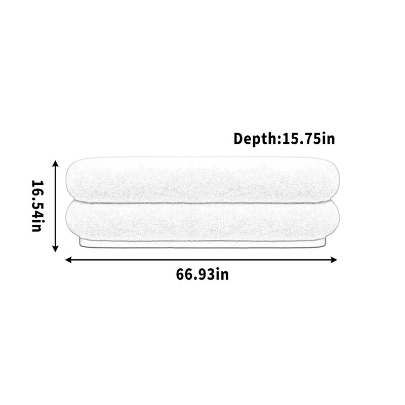 Simple banc de magasin de vêtements décontracté en fourrure d'agneau doux, H 16,54 po x l 66,93 po x P 15,75 po