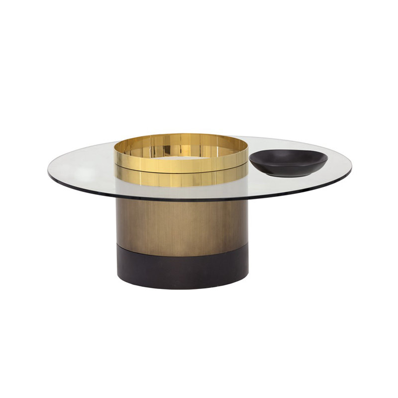 Table basse avec plateau en verre Place - doré