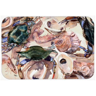 Planche à découper en verre crabe et huître