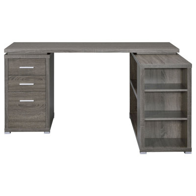 Transitional L-shape Computer Desk with Multiple Storage, Two Drawers, and Built-in File Cabinet for Home Office