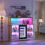 	Glass Wine Cabinet with Freestanding Wine Cooler Refrigerator, 4 Removable Wine Shelves, RGB Light-201582042