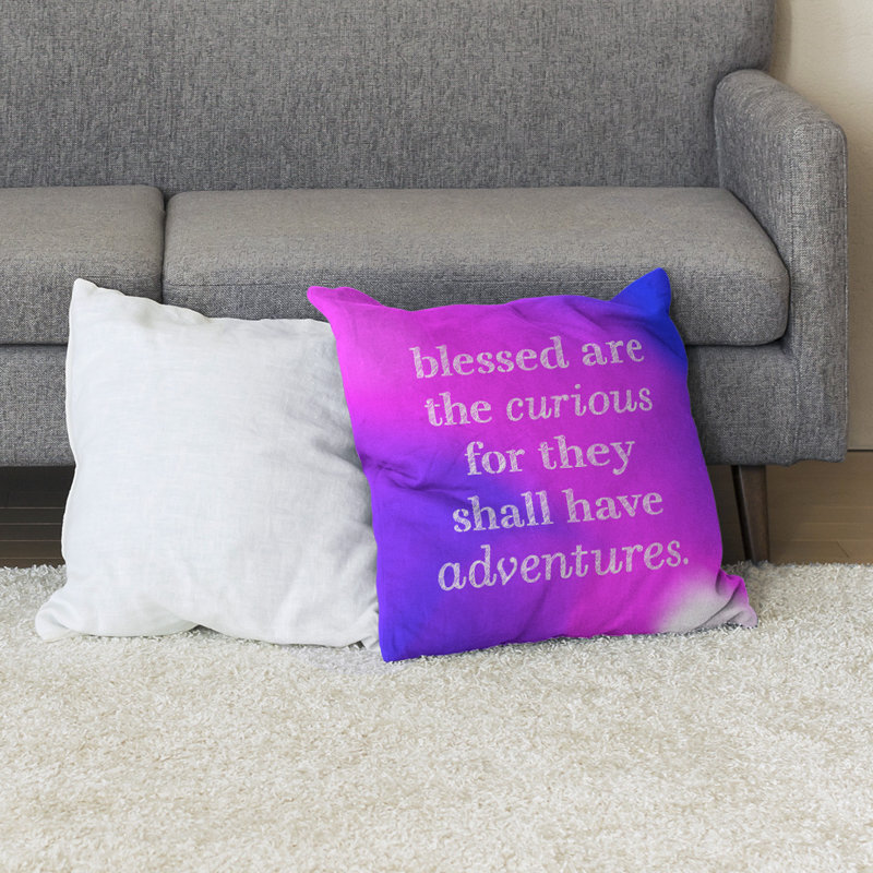 Coussin de sol curiosité inspirant, H 36 po x l 36 po, Bleu / fuchsia